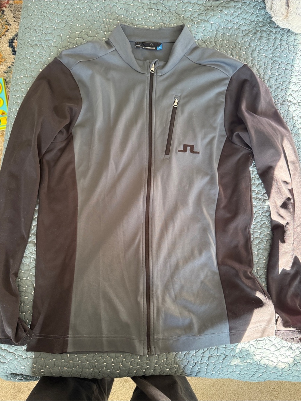 J.Lindeberg Gray and Black Lightweight Full-Zip Jacket